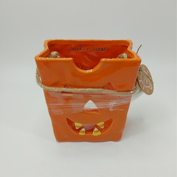 Other - Mud Pie Ceramic Luminary Jack-O-Lantern Halloween Bag Skull Decor